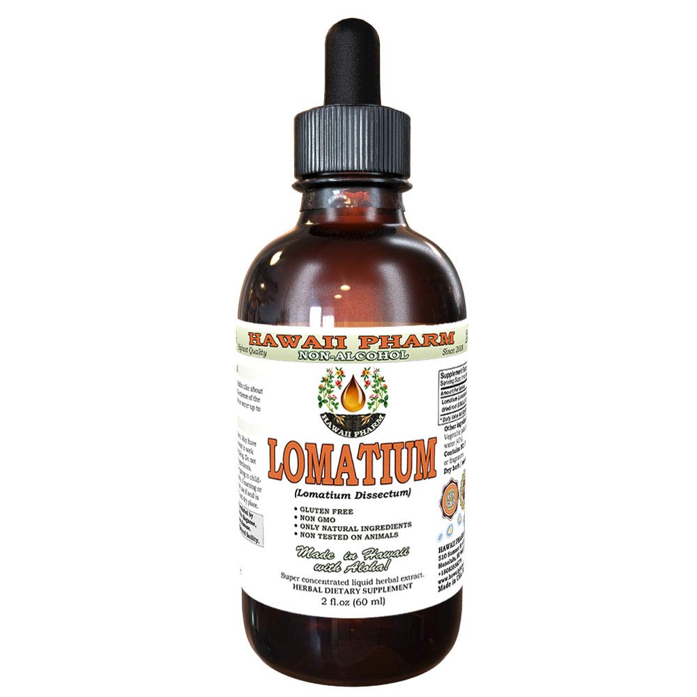 Lomatium Alcohol-Free Liquid Extract, Lomatium (Lomatium Dissectum) Dried Root Glycerite Hawaii Pharm Natural Herbal Supplement 2 oz