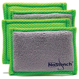 NoStench Reusable Sponges for Dishes, Odor Resistant Dishwashing Sponge, Non-Scratch Microfiber Mesh and Terry Cloth Sponges, Durable Dishwashing