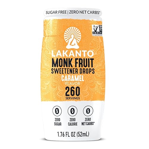 Lakanto Liquid Monk Fruit Extract Drops, Caramel - Erythritol Free Sugar Substitute Sweetener For Tea, Coffee, Smoothies, Yogurt, Cereal, Cocktails