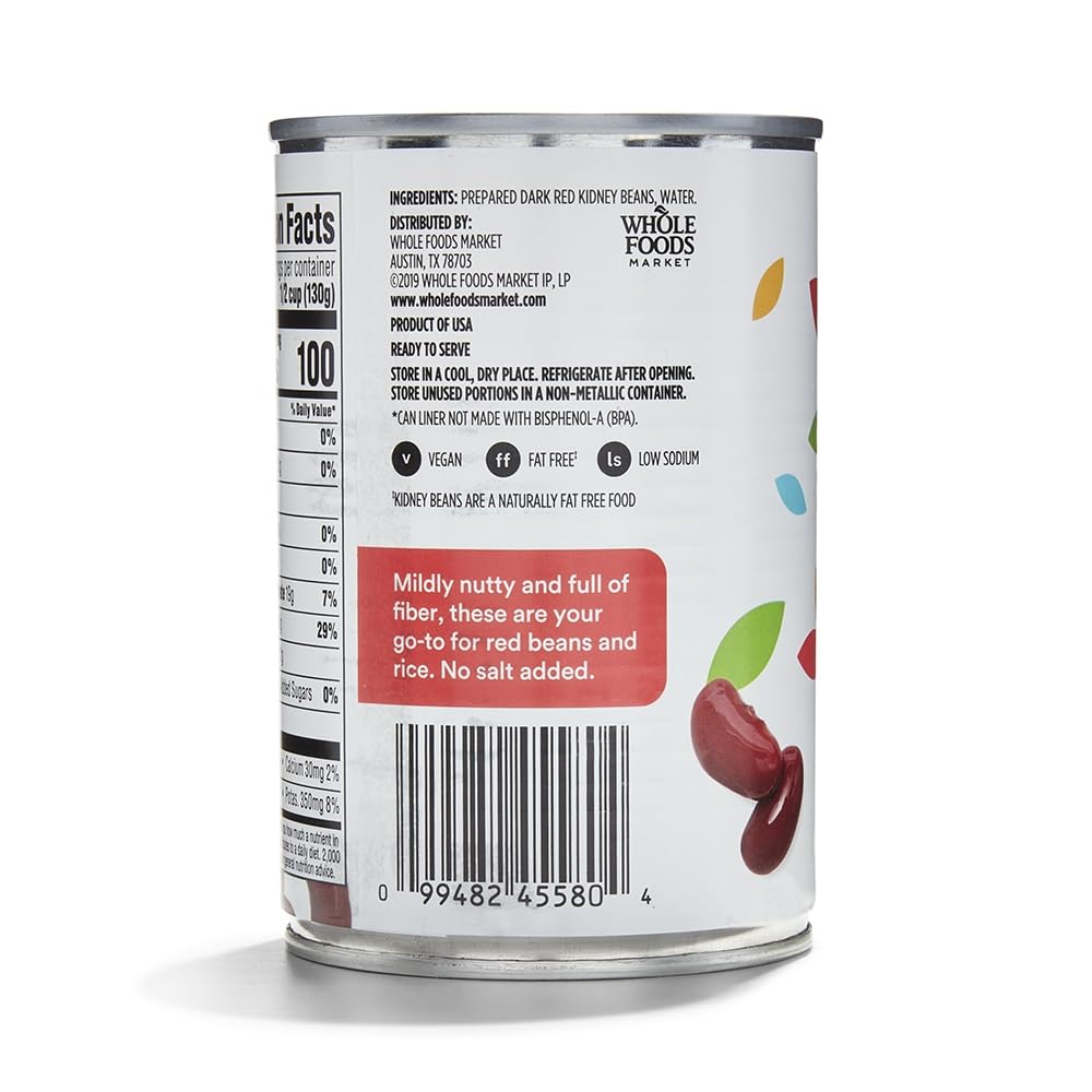 365 by Whole Foods Market, Dark Red Kidney Beans, No Salt Added, 15.5 oz