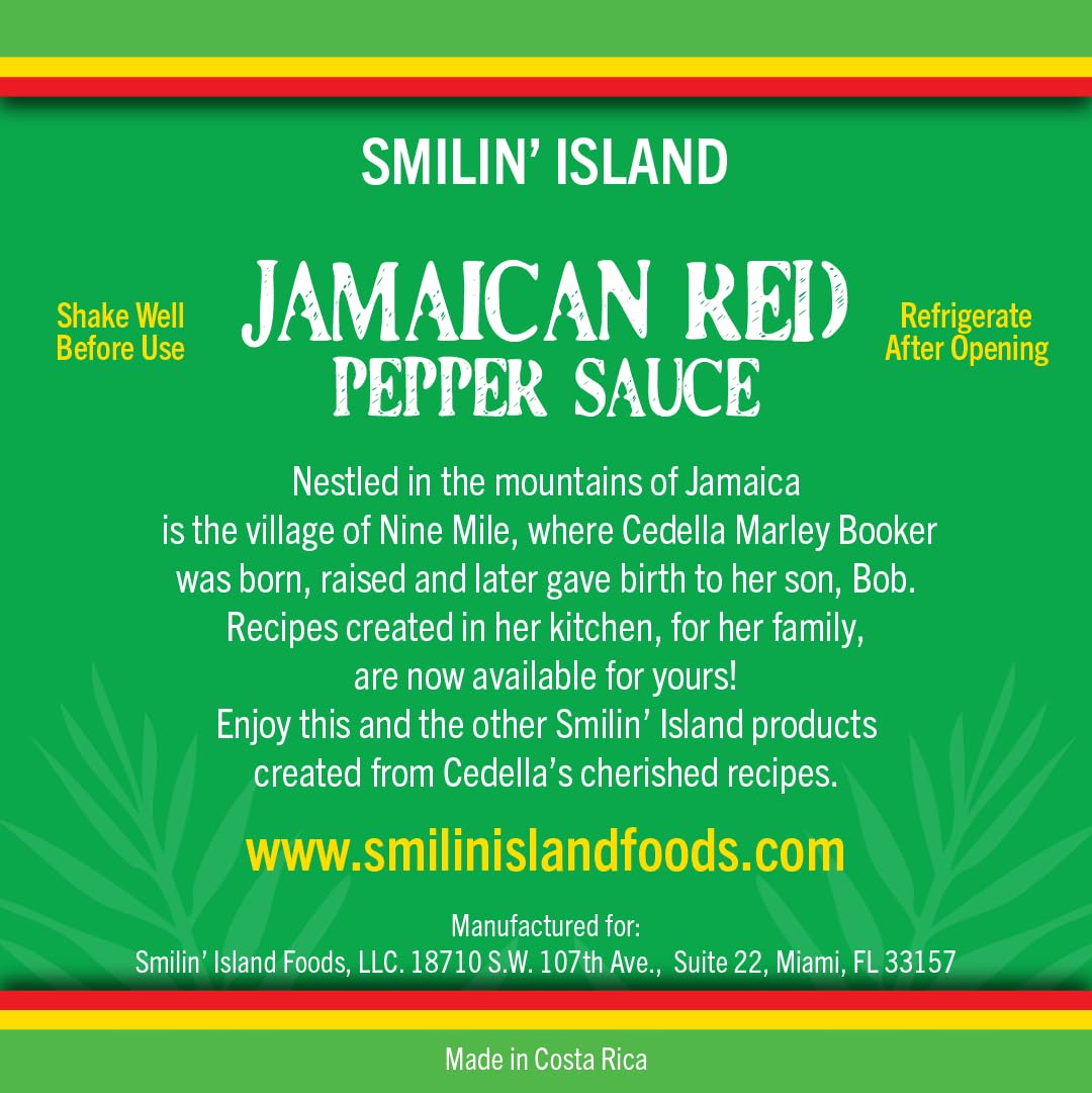 Smilin Island Jamaican Red Hot Sauce, Habanero, Naga Jolokia, Pineapple Blend, Spicy Pepper Sauce, Caribbean Flavor, Pineapple Habanero,(5oz Bottle)