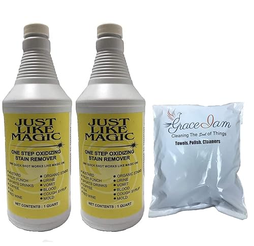 Just Like Magic Carpet Cleaner Organic Stain Discoloration Remover 32oz + 2 GRACE-I-AM Cleaning Cloth