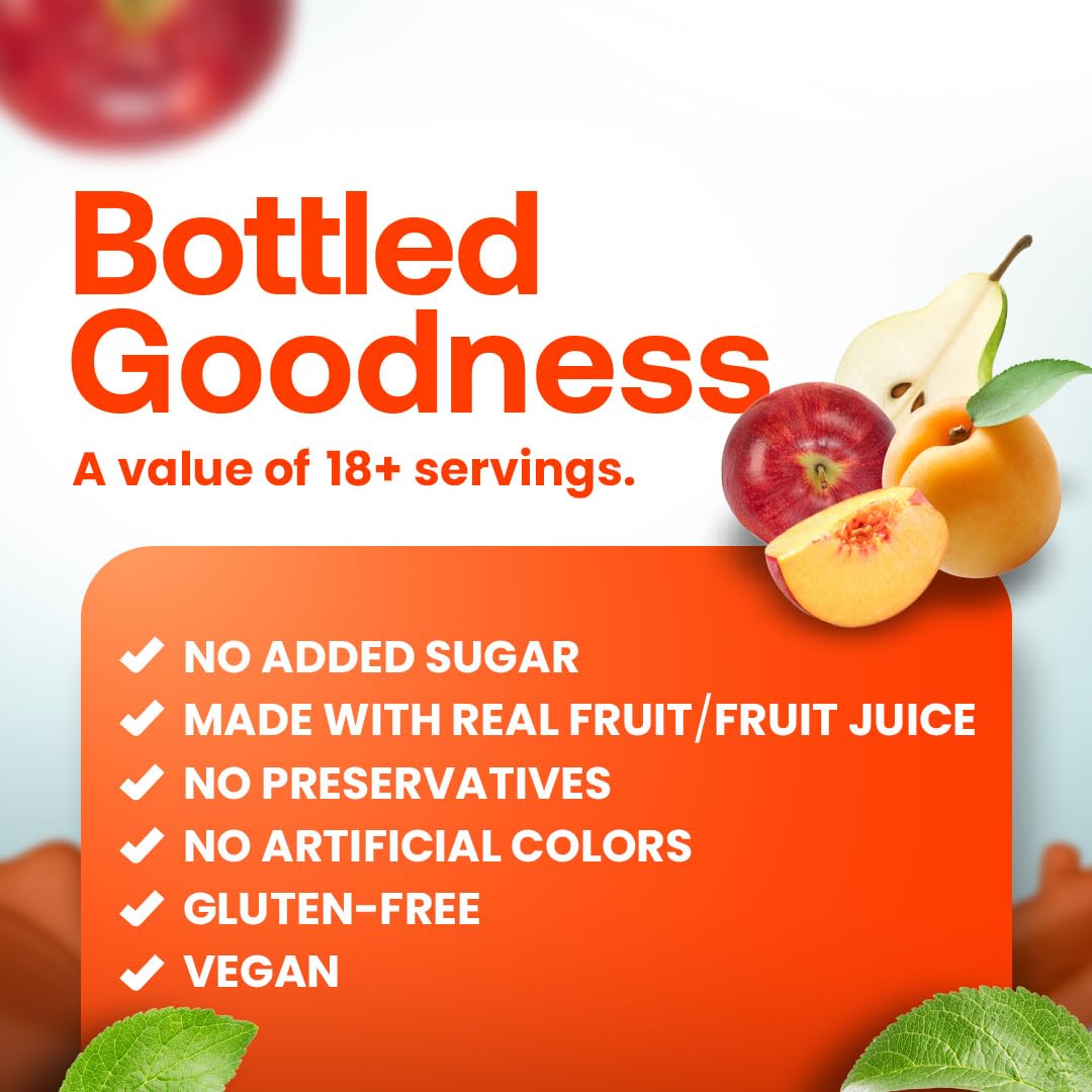 Dr. Smoothie 100% Crushed Peach Pear Apricot - No Added Sugar, Made with Real Fruits/Fruit Juice - Vegan, No Artificial Colors or Flavors - Juicy