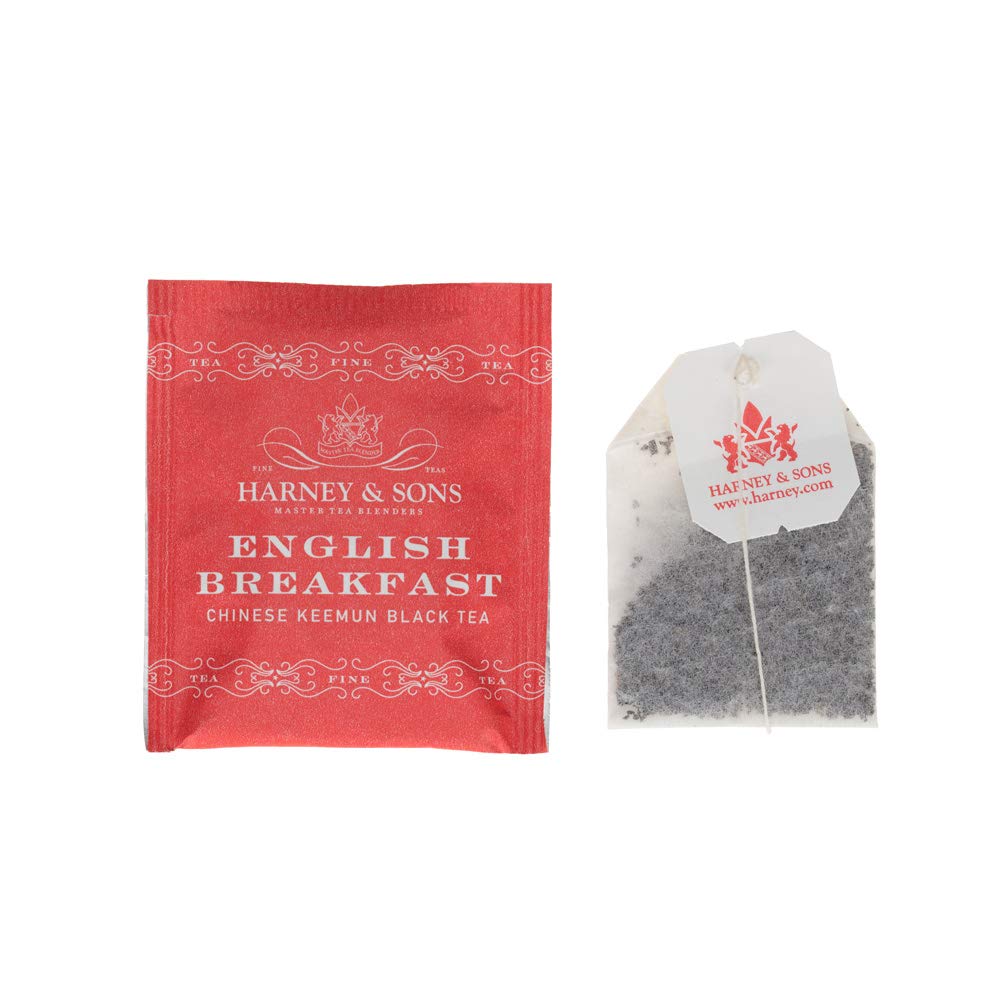 Harney & Sons English Breakfast Black Tea, 50 Tea Bags - Classic Keemun Blend for Bold, Full-Bodied Flavor, Kosher