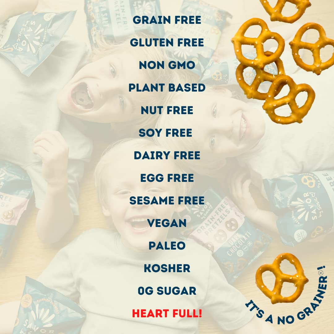 Savor by Suzie Gluten-Free Pretzels - Non-GMO, Grain Free, Vegan, Paleo, Keto & Nut-Free Pretzel Snack Packs, Low Carb, Clean Ingredients - Sea Salt