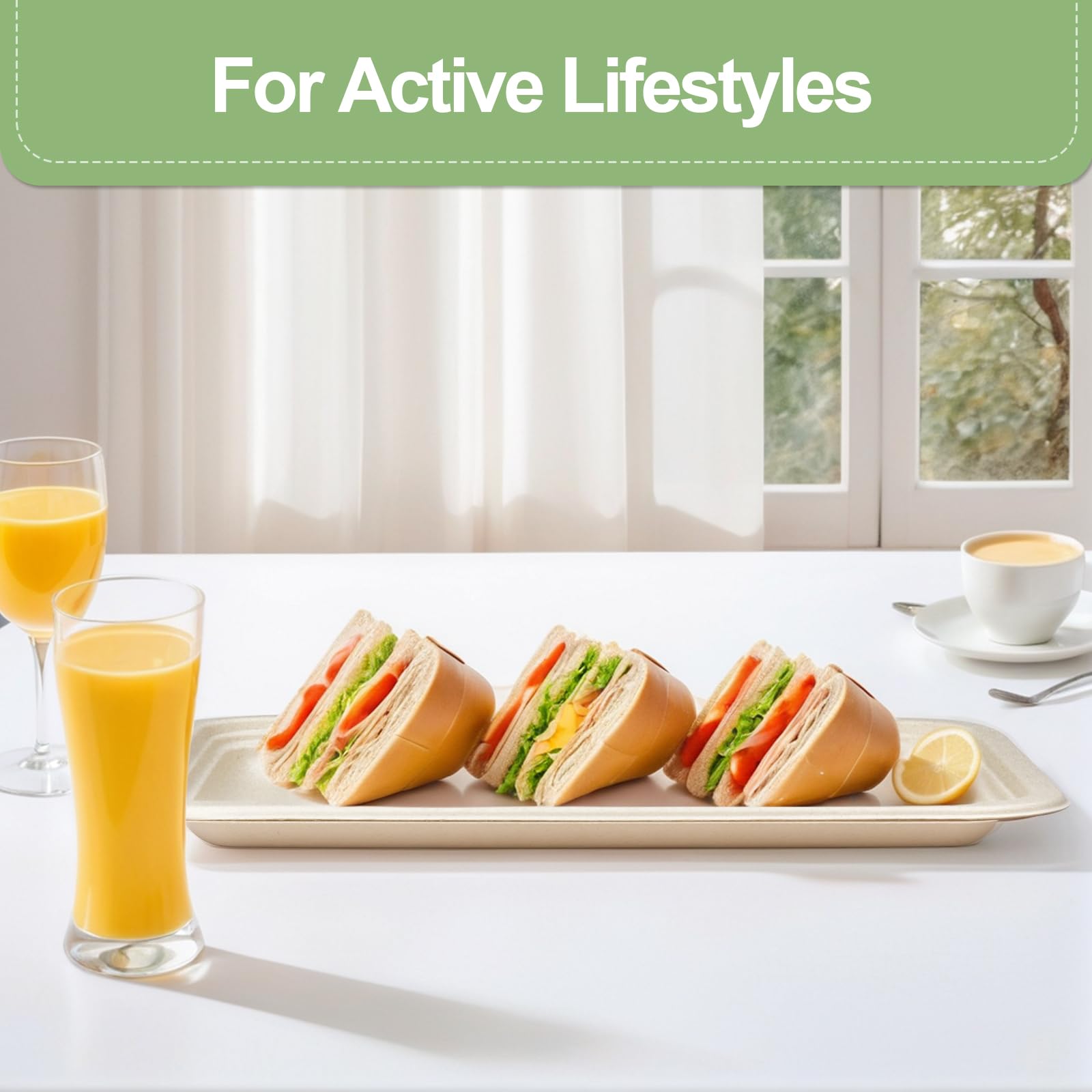 yeehigh Compostable Dessert Plates: 14 Inch Heavy Duty Paper Plates - Biodegradable Sugarcane Bagasse Disposable Plates - 50 Pack
