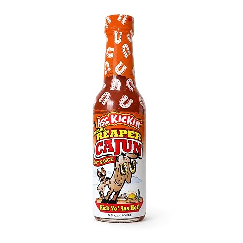 Ass Kickin’ Carolina Reaper Cajun Hot Sauce (5 oz) - Bold Cajun Seasoning & Carolina Reaper Blend - Extreme Heat Gourmet Hot Sauce for Wings, Gumbo