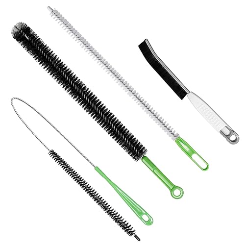 4pcs Flexible Cleaning Brush Set for Dryer Vents, Fridge Coils, HVAC Systems & Tight Spaces - Multi-Use Lint and Dust Remover with Crevice Brush