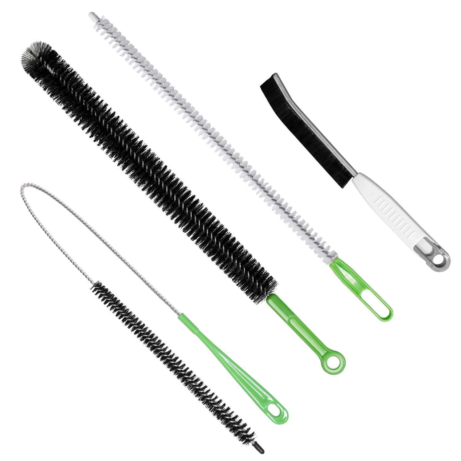 4pcs Flexible Cleaning Brush Set for Dryer Vents, Fridge Coils, HVAC Systems & Tight Spaces - Multi-Use Lint and Dust Remover with Crevice Brush