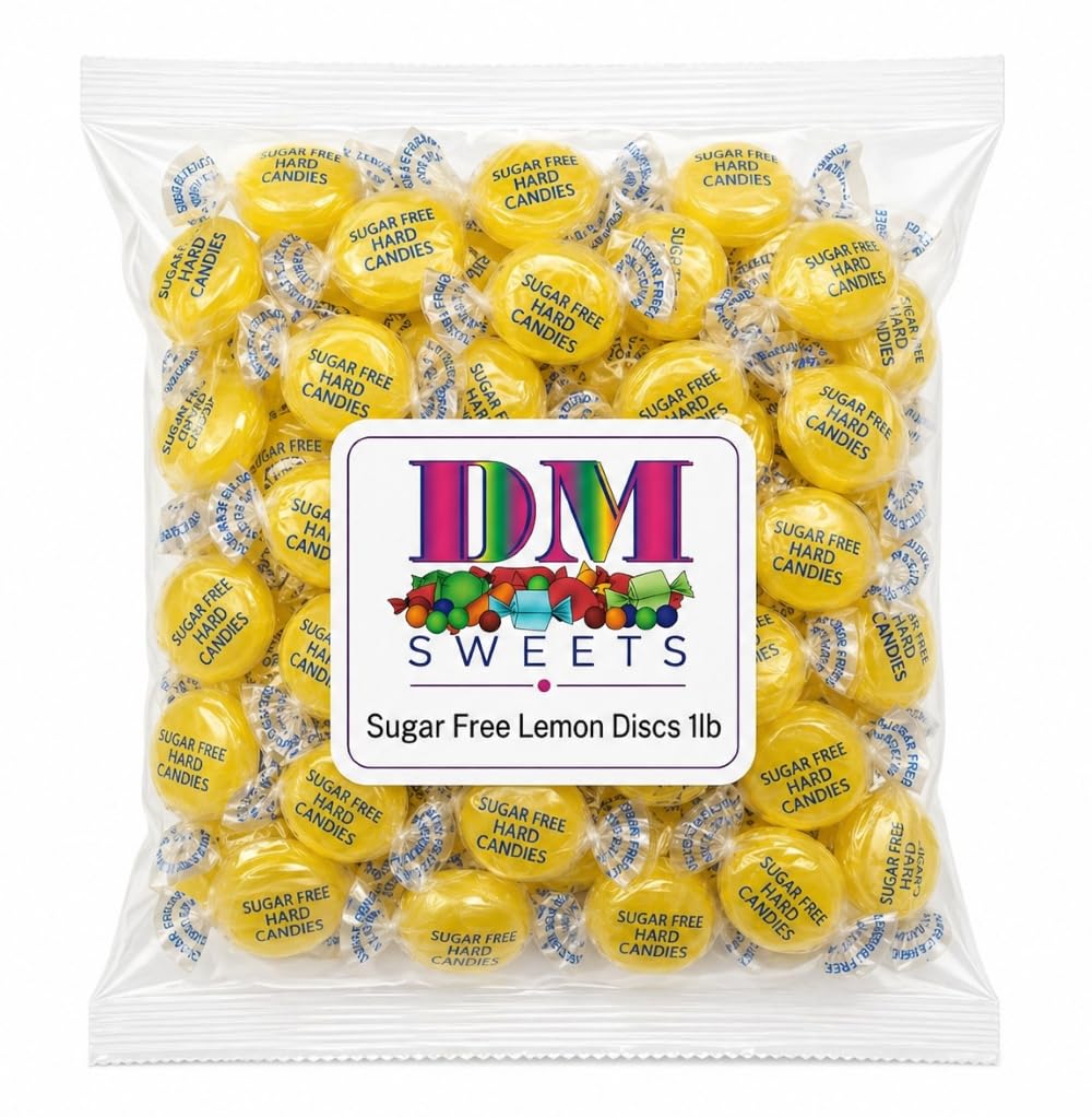 Sugar Free Lemon Drops Candy - 1 lb Bulk Bag of Individually Wrapped Sweet and Sour Sugarless Citrus Hard Suckers
