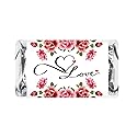 60 Wedding Love Roses Miniatures Candy Bar Wrapper, Bachelorette Mini Candy Bar Stickers, Decorations, Flower Theme, Candy Not Included. Made in USA