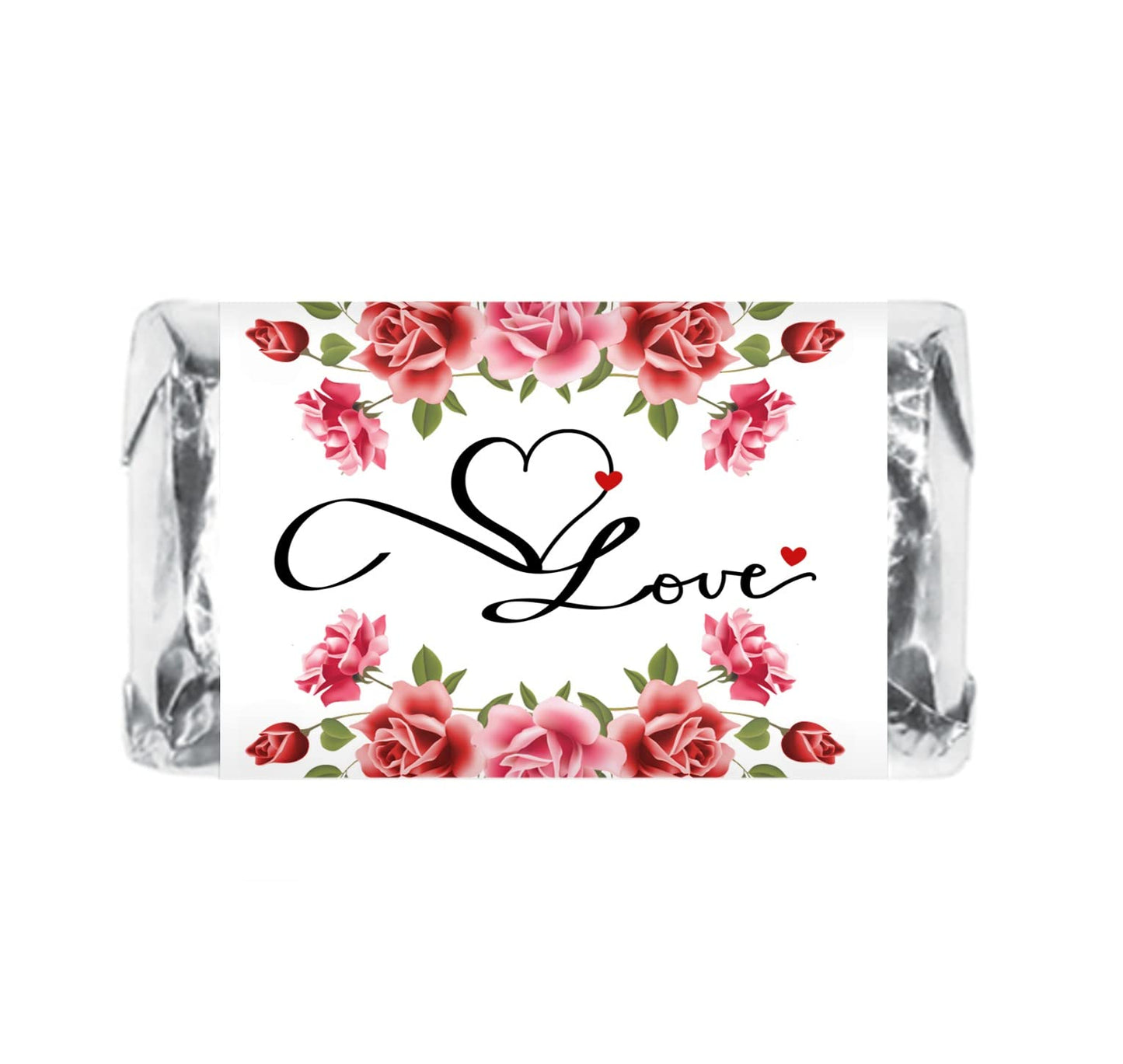 60 Wedding Love Roses Miniatures Candy Bar Wrapper, Bachelorette Mini Candy Bar Stickers, Decorations, Flower Theme, Candy Not Included. Made in USA