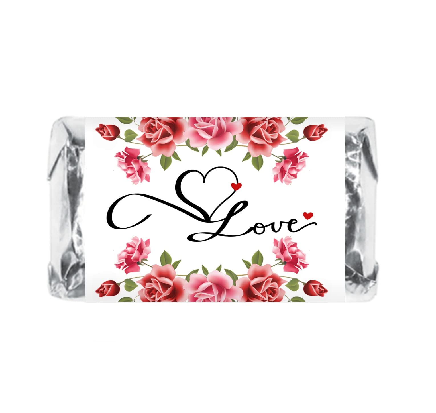 60 Wedding Love Roses Miniatures Candy Bar Wrapper, Bachelorette Mini Candy Bar Stickers, Decorations, Flower Theme, Candy Not Included. Made in USA