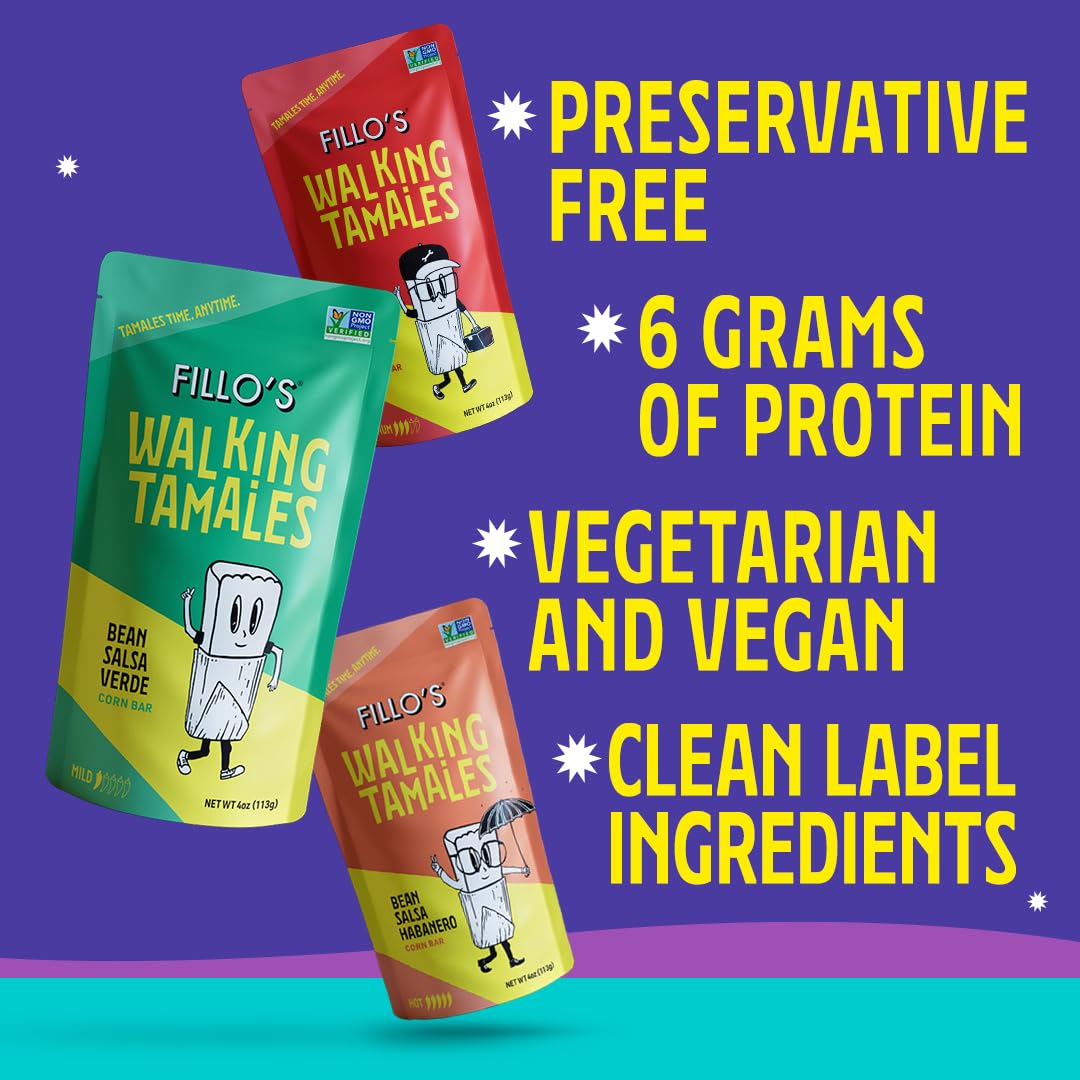 Fillo's Walking Tamales Variety Pack, Ready to Eat Meal, Gluten Free, 7 Pk