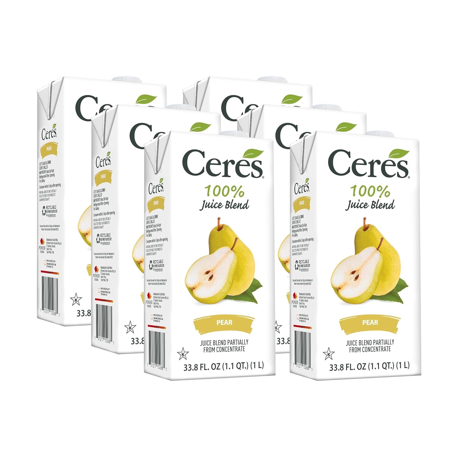 Ceres 100% All Natural Pure Fruit Juice Blend - Delicious Pear Edition - Rich in Vitamin C, No Added Sugar or Preservatives, Cholesterol Free, Gluten