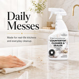 NOYATECH Countertop Cleaner & Sealer - Streak-Free Spray for Granite, Marble & Quartz | Cleans & Protects in One Step | USDA BioBased, Non-Toxic, No