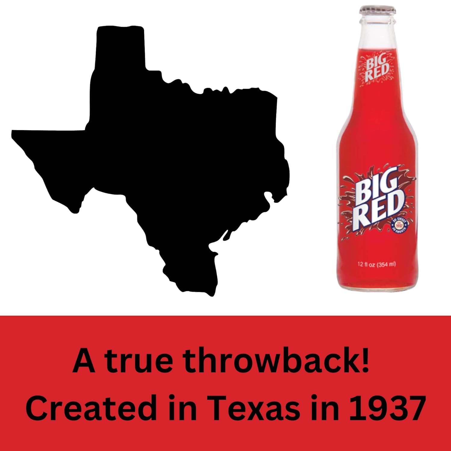 Big Red® Soda - Made with Real Sugar - 6 Pack of 12 oz Glass Bottles - Nostalgic Red Cream Soda