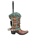 BLACK FOREST DECOR Turquoise Boot Toilet Brush Holder, Polyresin, Includes Plastic Brush, 10 1/2" W x 5 1/4" D x 15 3/4" H