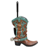 BLACK FOREST DECOR Turquoise Boot Toilet Brush Holder, Polyresin, Includes Plastic Brush, 10 1/2" W x 5 1/4" D x 15 3/4" H