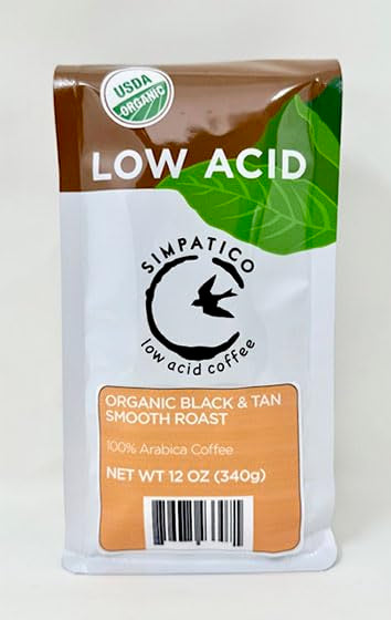 Simpatico Low Acid Coffee - Regular - Organic Black & Tan - Whole Bean (12oz bag)