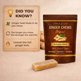 EMAZEN Ginger Chews Sugar Free Ginger Candy for Nausea & Motion Sickness Support Low Calorie, Healthy Snacks Natural Candy 50 Count, 12.3 OZ