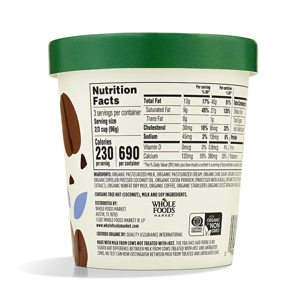 365 by Whole Foods Market, Organic Coffee Chip Ice Cream, 1 pint
