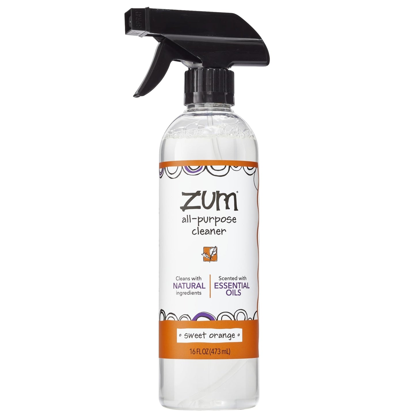 Zum by Indigo Wild All-Purpose Cleaner - Natural Multipurpose Cleaner Made with Essential Oils, Baking Soda & More - Sweet Orange, 16 fl oz