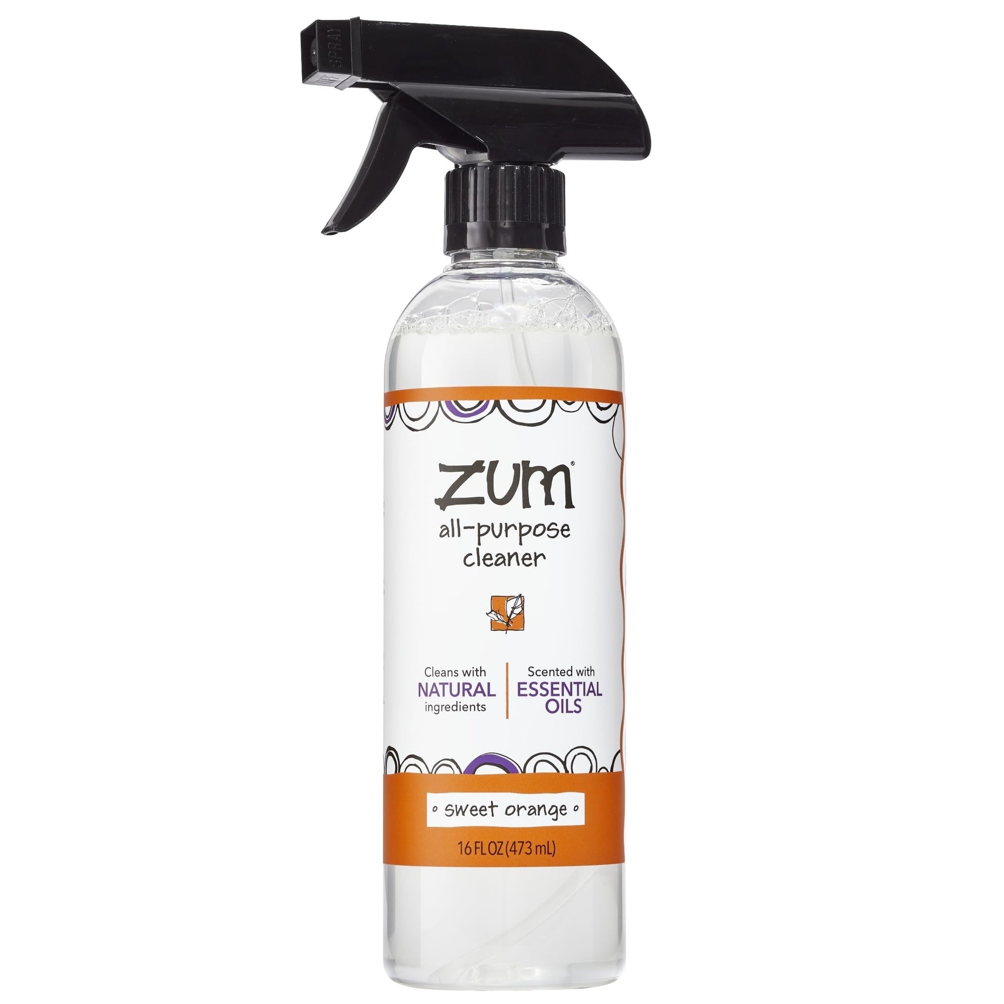 Zum by Indigo Wild All-Purpose Cleaner - Natural Multipurpose Cleaner Made with Essential Oils, Baking Soda & More - Sweet Orange, 16 fl oz