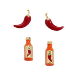 Alex and Ani Taco Hot Sauce and Pepper Stud Set | Earrings For Women | Gold-Plated, Enamel | Taco Lover Gift | Novelty Earrings