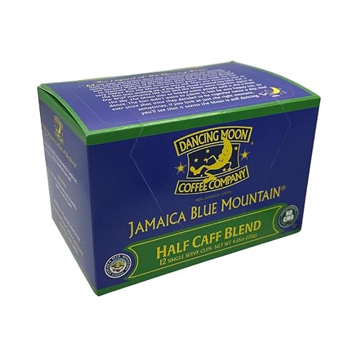 Dancing Moon Jamaica Blue Mountain® Half Caff Blend, 12 Single Serve Coffee Pods