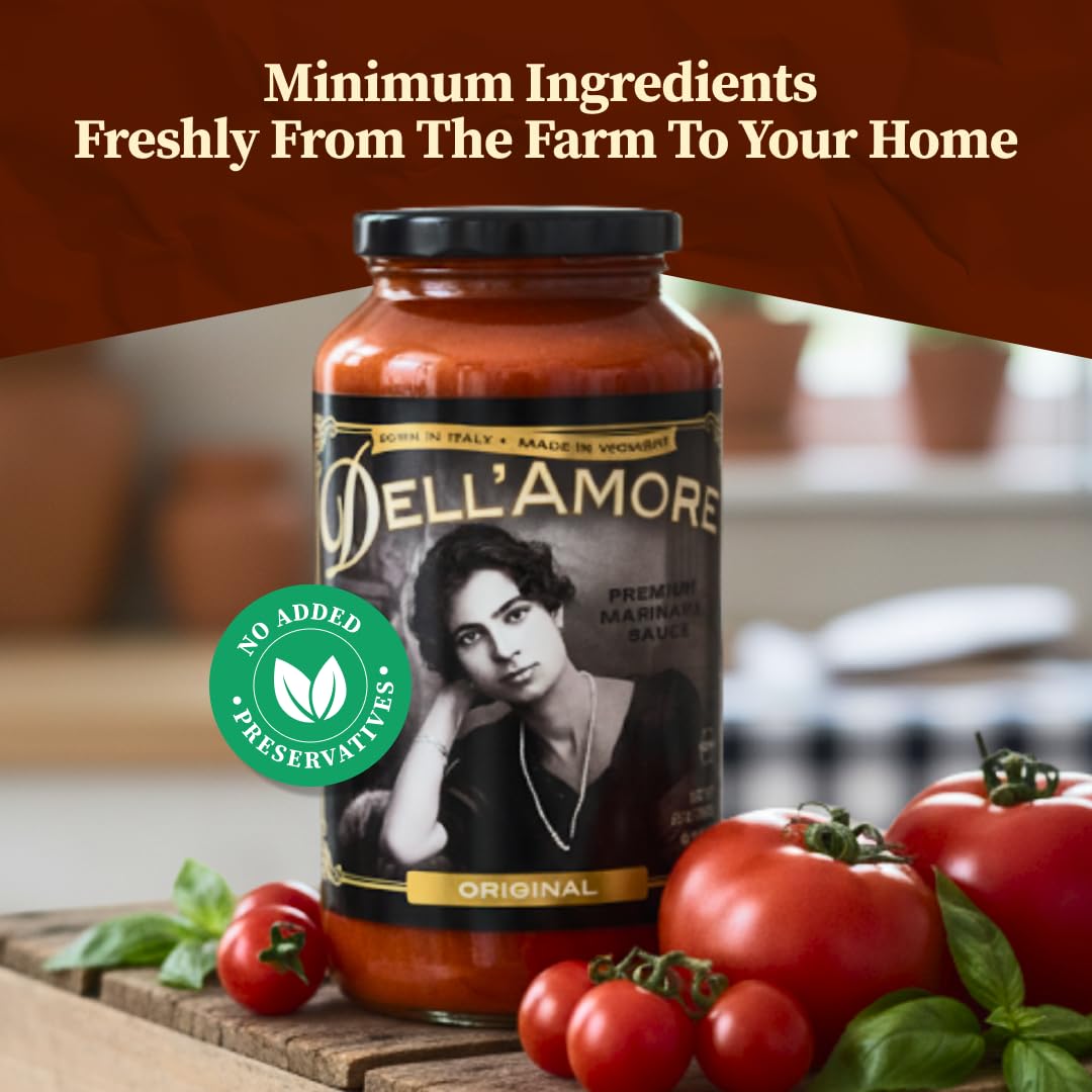 Dell'Amore Premium Marinara Sauce, Homemade Pasta Sauce Low Sodium - No Added Sugar - Vegan - Gluten Free - Family Recipe with Fresh Ingredients