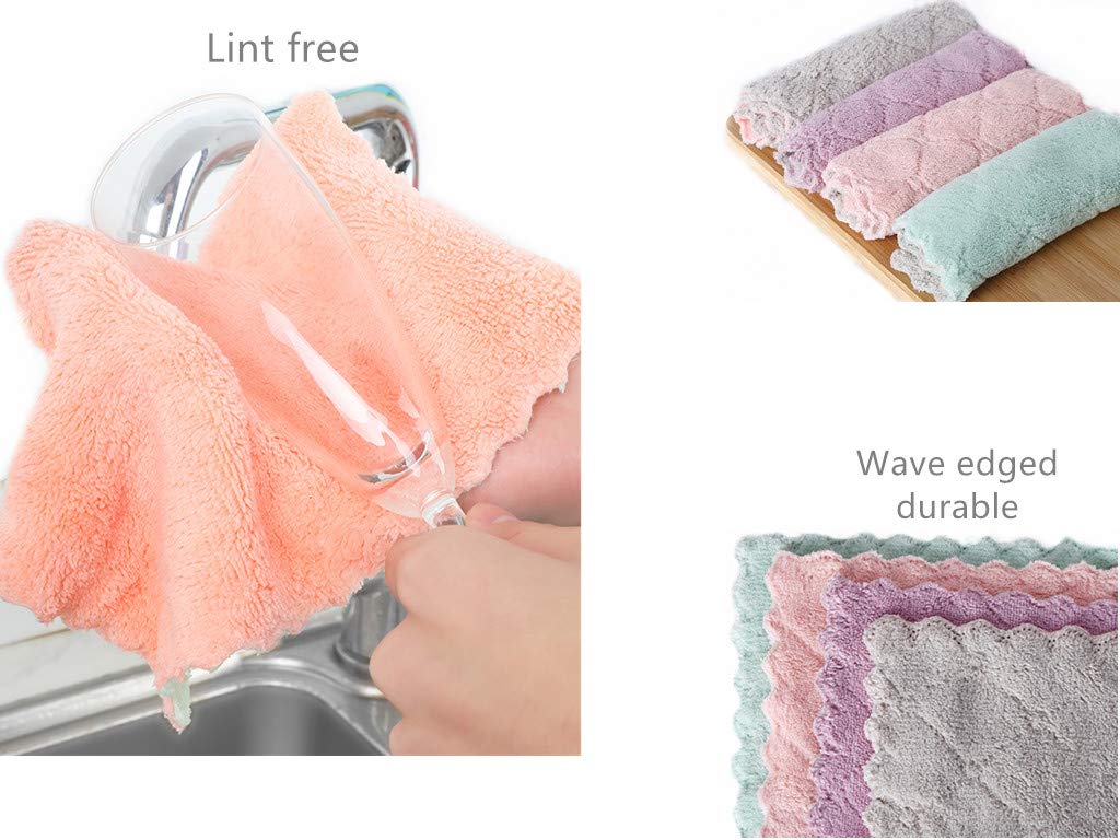 yaocoral 15 Pack Microfiber Cleaning Cloth Double-Sided Kitchen Towel Dish Towels Lint Free Cleaning Rags Reusable Microfiber Dish Cloths Dish Rags