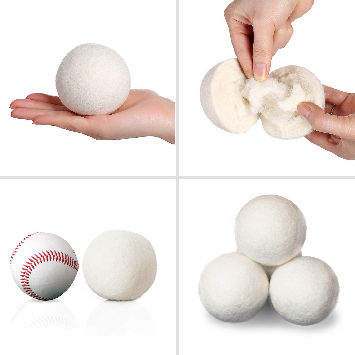 (Upgraded) SnugPad XL Size Wool Dryer Balls Natural Fabric Softener & 100% Organic Premium New Zealand Wool, Reduce Wrinkles & Save Time, Baby Safe