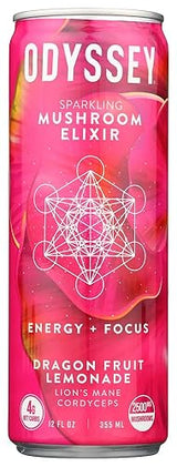 Odyssey Mushroom Elixir Dragon Fruit Lemonade Sparkling Mushroom Elixir, 12 FZ