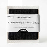 TIDY SYSTEM Swedish Dishcloths 10 Pack - Color-Coded Kitchen Cleaning Cloths - 5 Dark for Cleaning, 5 White for Drying - Replaces Paper Towels