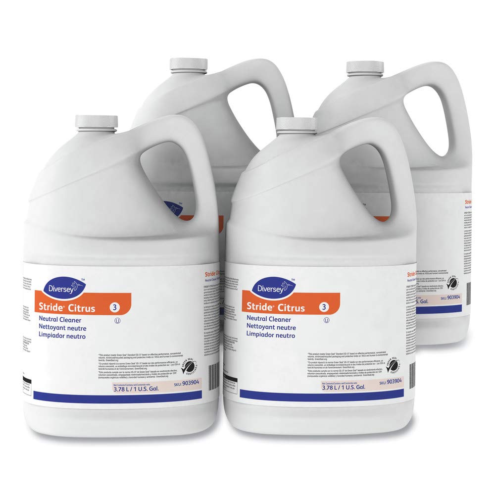 Diversey 903904 Stride Neutral Cleaner, Citrus, 1 gal, 4 Bottles/Carton