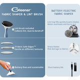 GLEENER Battery-Free 4-in-1 Fabric Shaver & Lint Brush | Ultimate Fuzz Remover | Adjustable Depiller Lint Remover for Clothing & Furniture (Slate