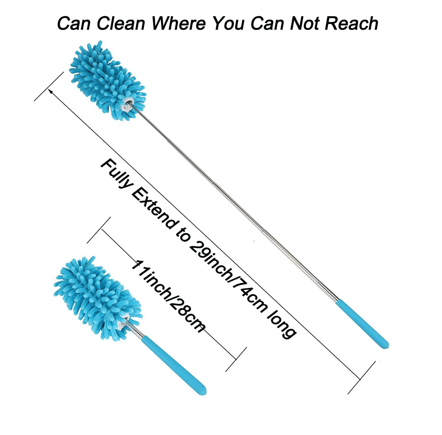 KissDate Microfiber Extendable Hand Dusters Washable Dusting Brush with Telescoping Pole for Cleaning Car, Computer, Air Conditioning, TV and Else