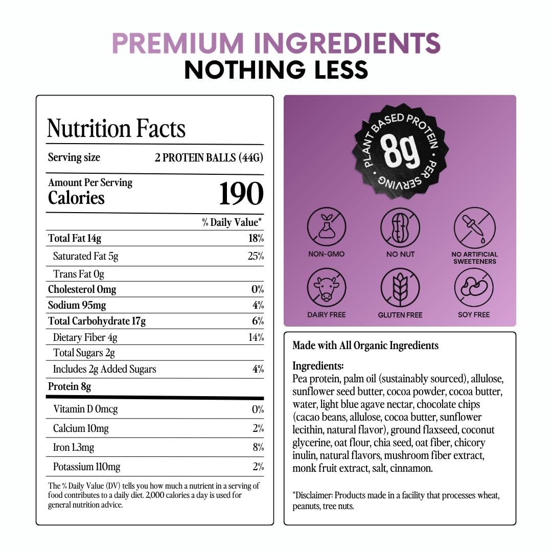 Scott's Protein Balls - Plant-Based Snacks with 8g High Protein - Gluten Free, Non GMO, Dairy Free Energy Balls - Healthy Protein Bites for Kids