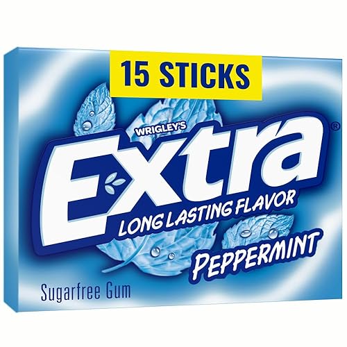 EXTRA Gum Peppermint Sugar Free Chewing Gum, Single Pack, 15 Stick