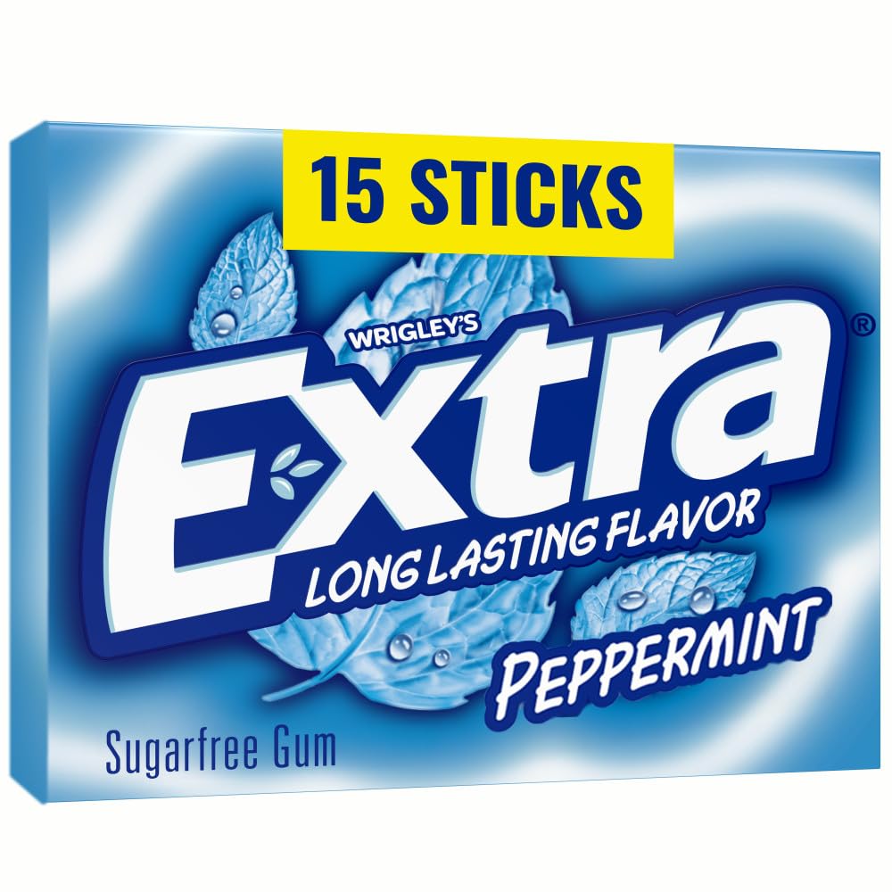 EXTRA Gum Peppermint Sugar Free Chewing Gum, Single Pack, 15 Stick