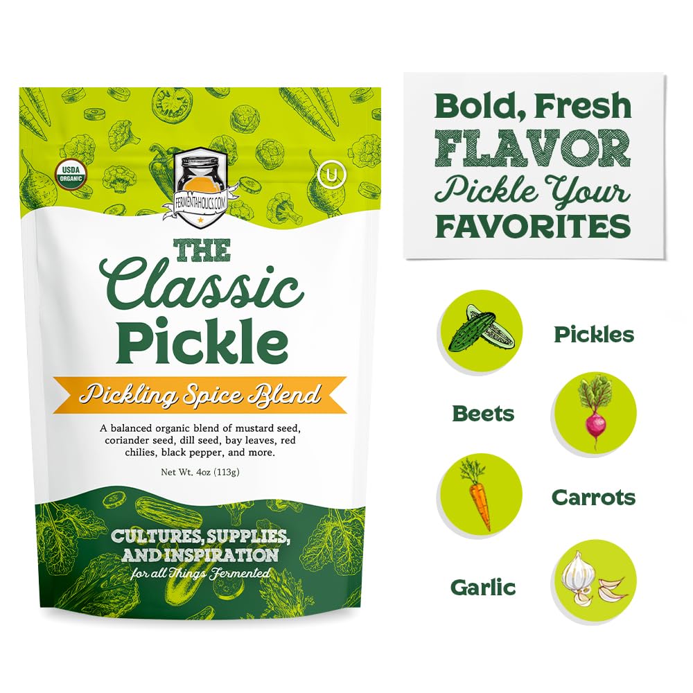 Fermentaholics The Classic Pickle Pickling Spice Blend - 4 oz Mix for Fermenting, Pickling, Seasoning Vegetables, Cooking, Marinades, Stews, Soups