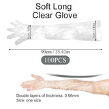 Cunguv 100 Pieces Disposable Long Arm Gloves Plastic Long Sleeve Protective Glove for Farm Cleaning