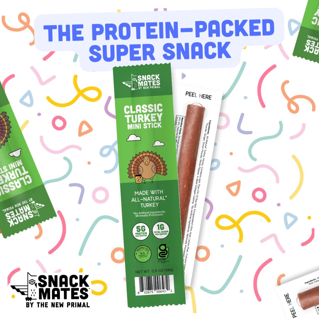 New Primal Family Variety Pack, All Natural Chicken and Turkey Meat Sticks, Healthy Snacks for Adults and Kids, High Protein Snack, Jerky Gift Box, 5