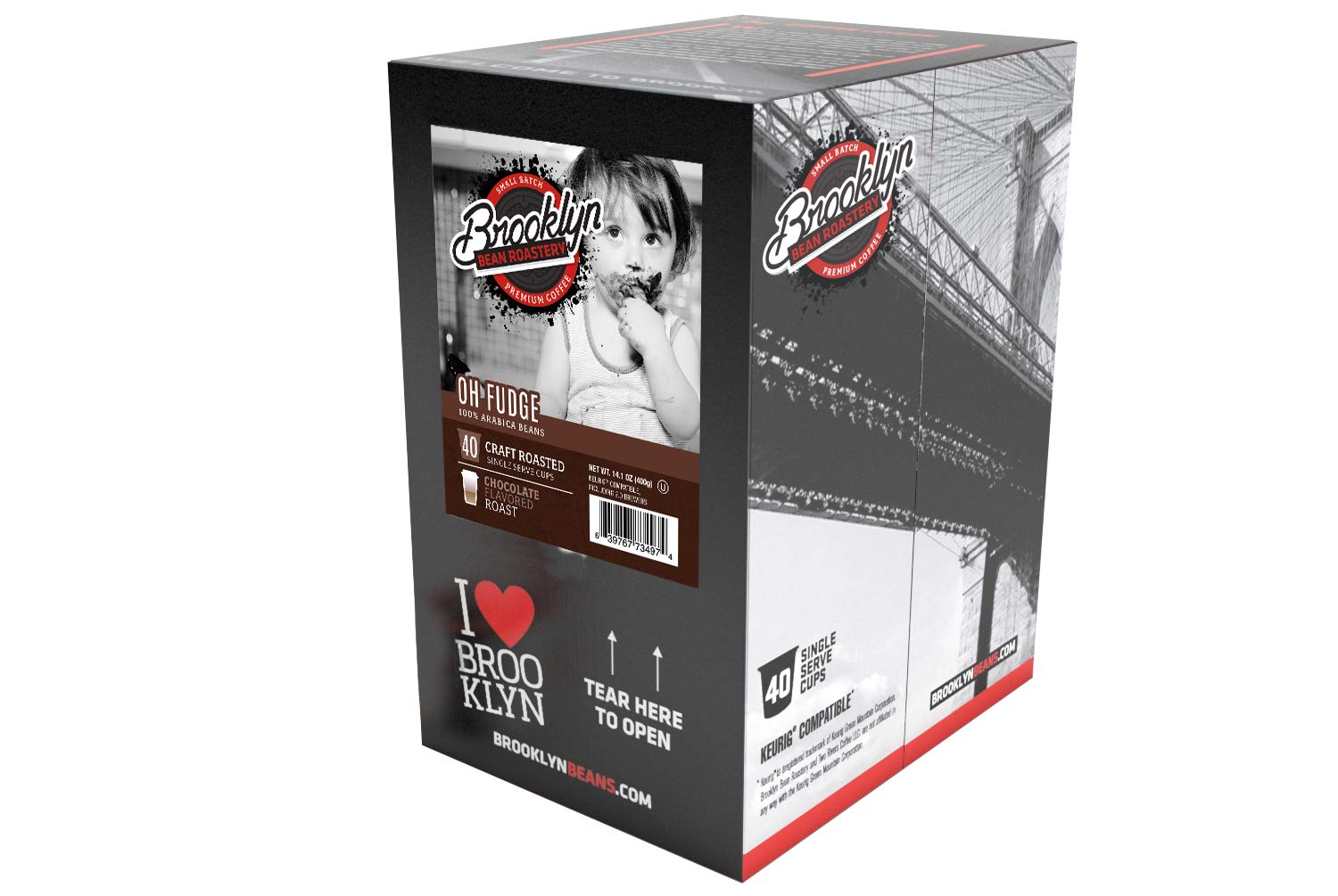 Brooklyn Beans Oh Fudge Gourmet Coffee Pods - Compatible with Keurig K Cup Brewers Including 2.0 Machines, 40 Count, Rich Chocolate Flavored