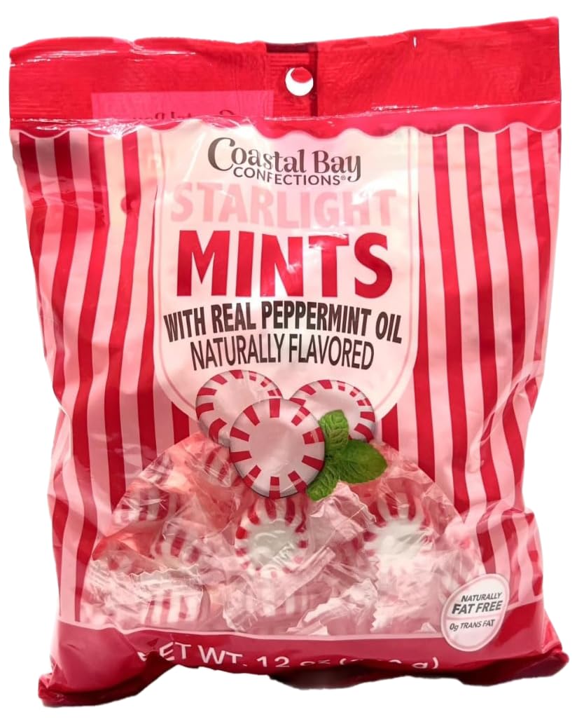 Coastal Bay Starlight Mints Spearmint and Peppermint Flavored Hard Candy (1 Pack Each) Bundled With A Joy Bringers Gift Box