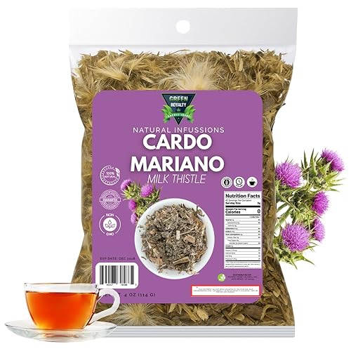 Green Royalty - Milk Thistle 4oz (Cardo Mariano) - Whole Dried Herbal Tea - 100% Raw, Vegan - Natural Infusion - Non-GMO - Product of Mexico