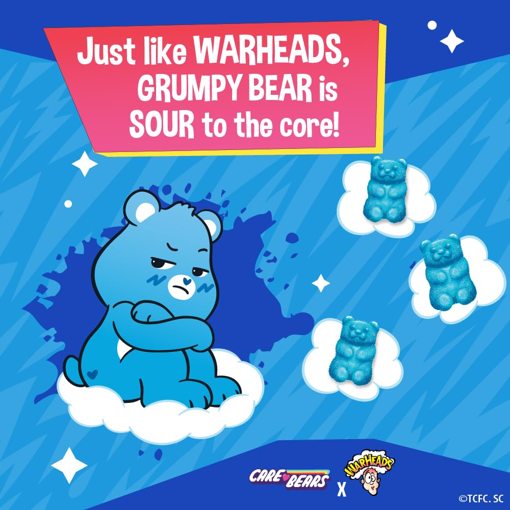 WARHEADS Care Bears - Sour Grumpy Bears - Blue Raspberry Flavor - 4.5 oz. Bags - 2 Pack
