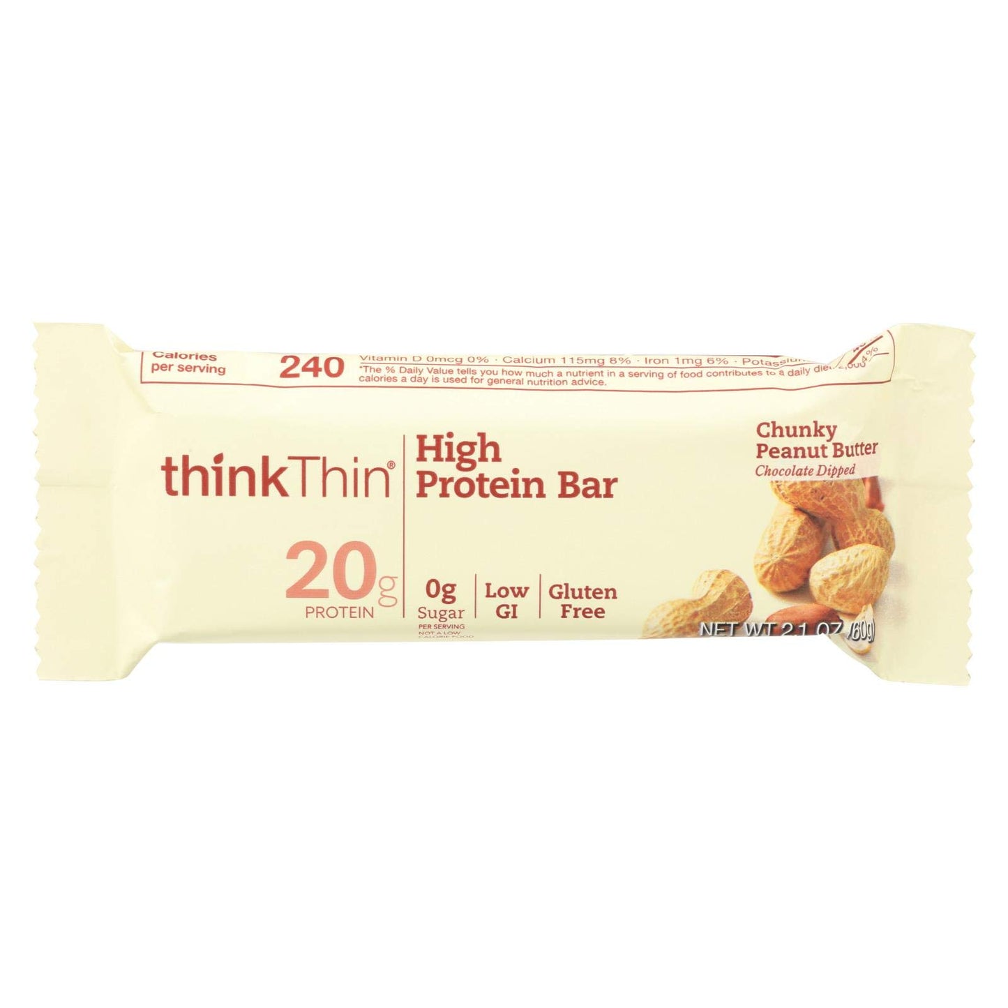Think Thin Thin Bar, Chnky Pnut BTR, 2.10-Ounce (Pack of 10) (Value Bulk Multi-Pack)