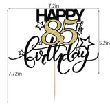 Bekaterea Happy Birthday Cake Topper,Black font Golden Numbers 85th Birthday Cake Decoration?Hello 85, Cheers to 85 Years/85th Anniversary ?85